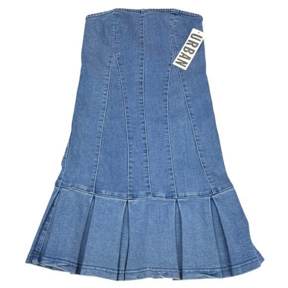 NWT URBAN OUTFITTERS Brandi Denim Strapless Mini Dress In Indigo Blue Size Small - Picture 5 of 7